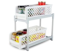 My Home 6 Inch Wide 2-Tier Sliding Basket Drawers - Gray/White - £15.02 GBP