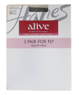 Hanes Alive 3 Pack Pantyhose Control Top Enforced Toe Barely Black A Ext... - $16.95