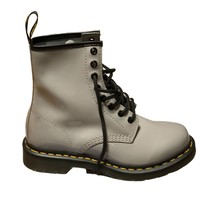 Dr Martens Airwair Combat Boots Zinc Gray Womens 7 AW004 Patent Leather Lace Up - £78.76 GBP