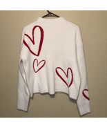 Rachel Zoe RED Hearts Print Pullover Mock Neck Sweater Long Sleeve White... - $1,250.80 MXN