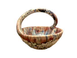 Trinket Dish Bowl Pottery Italian Made in Italy with Handle 4 Inch Tall &amp; Dia - £21.31 GBP