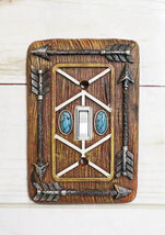 Faux Wood Tribal Indian Turquoise Gem 4 Arrows Single Toggle Switch Plat... - $25.95
