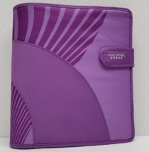 Vintage 90s Mead Purple Design Fabric 3 Ring Binder with Inserts Hook &amp; ... - $41.57