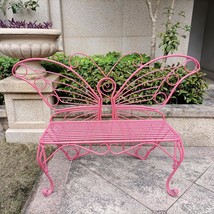 Hi-Line Gift Ltd. Pink Metal Butterfly Bench: Enchanting Outdoor Charm - $199.93
