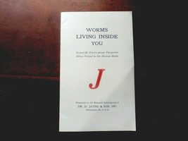 RARE VINTAGE BOOKLET-WORMS LIVING INSIIDE YOU- RESEARCH LABORATORES PHIL... - $8.09