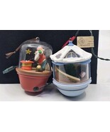 (2) Hallmark Keepsake Vintage 1987 + 1988 Light and Motion Ornament Santa - $19.79