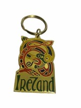 Ireland Celtic Dragon Gold Tone Metal Souvenir Keyring - $6.19