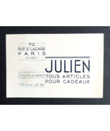 Julien Tous Articles Pour Cadeaux Gift Shop Paris France Receipt Card St... - £7.50 GBP