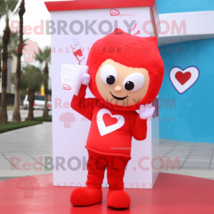 Red Love Letter mascot costume character dressed with a Long Sleeve Tee and Hair - $1,239.00