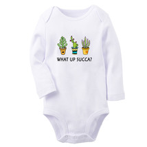 What Up Succa Cactus Funny Baby Bodysuits Newborn Rompers Infant Long Jumpsuits - £9.56 GBP