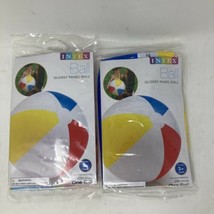 (Lot of 2) Intex 20&quot; Glossy Panel Inflatable Beach Ball White Blue Red Y... - £7.49 GBP
