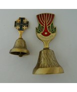 Jerusalem Holy Land Bells Gold Tone Metal Menorah Cross Lot of Two Collectible - $21.66