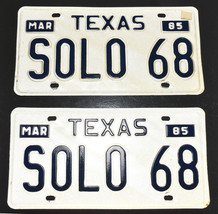 Vintage Personalized License Plates Texas SOLO68 Pair 1985 - £23.88 GBP