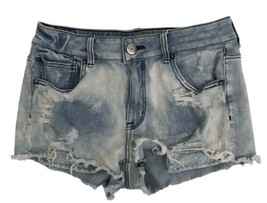 AMERICAN EAGLE Womens Jean Shorts Distressed Hi Rise SHORTIE Lace Pocket... - £9.80 GBP