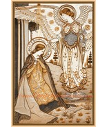 Annunciation–Mater Inviolata– 8.5x11&quot;–Loreto Embroideries–Vintage Cathol... - £11.19 GBP