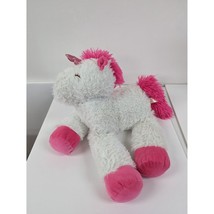 Dan Dee Laying Unicorn Plush Fuzzy White &amp; Pink Floppy Sparkle Stuffed Horse - £15.71 GBP