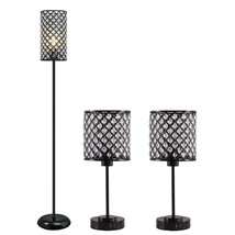 GyroVu Bedside Lamp and Floor Lamp Set, Black Crystal Table Lamp with USB Ports+ - £133.03 GBP