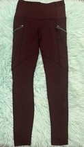 Lululemon Toasty Tech Leggings Size 4 Burgundy Red Zippers Athletic Stretch - $39.60