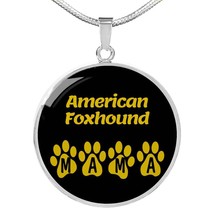 American Foxhound Mama Circle Necklace Stainless Steel or 18k Gold 18-22&quot; Dog O - $37.95+