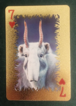 Animal-Themed Golden Foil PVC Mini Playing Card Saiga Antelope 7 Hearts - $1.84