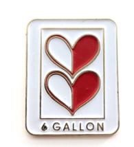 Double Hearts 6 Gallon Blood Donor Red White Gold Tone Enamel Lapel Pin - £7.46 GBP