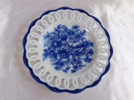 White and Blue Floral Plate # 23276 - £17.08 GBP