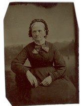 CIRCA 1860&#39;S 1/6 Plate 2.38X3.25 in TINTYPE Lovely Older Woman in Black Dress - £14.62 GBP