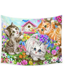 Kids Designs Cute Bird House and Cats Kittens Tapestry - $29.90+