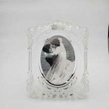 Vintage Mikasa Princess Crystal Frosted Wedding Picture Frame 11.25&quot;H 5x7 Oval - £27.94 GBP