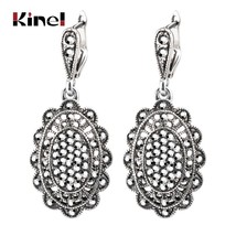 Hot Gray Crystal Drop Earrings Fashion Jewelry For Women Silver Color Hollow Pet - £6.29 GBP
