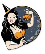 Witch Wishing a Happy Halloween Plasma Metal Sign - $39.95