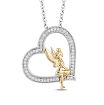 Enchanted Disney  and 10K Yellow Gold with 1/5 CTTW Tinker Bell Pendant Necklace - £70.84 GBP