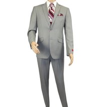 Men RENOIR suit Solid Two Button Business or Formal Slim Fit 202-2 Light gray image 13