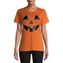 Way To Celebrate Women&#39;s Halloween Pumpkin Face T-Shirt, Orange Size M (8-10) - £10.06 GBP