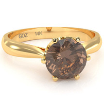 Crown Setting Smoky Quartz Engagement Ring In 14k Yellow Gold - £358.08 GBP