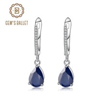 Et 5 05ct natural blue sapphire gemstone drop earrings 925 sterling silver fine jewelry thumb200