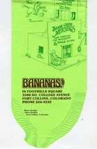 BANANAS Huge Banana Shaped Menu Fort Collins Colorado 1970&#39;s Very Appealing  - £44.34 GBP