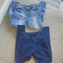 Lot Of 2 Women’s rockstar skinny ripped distressed  denim jeans &amp; Jeggin... - $17.82