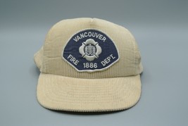 Vancouver Fire Dept Trucker Hat Corduroy Snapback Wilson OS VTG White - £12.96 GBP