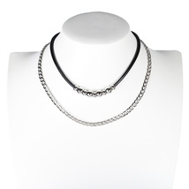 Jet Black and Silver Tone Choker &amp; Necklace Combination - $29.99