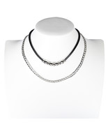 Jet Black and Silver Tone Choker &amp; Necklace Combination - £22.42 GBP