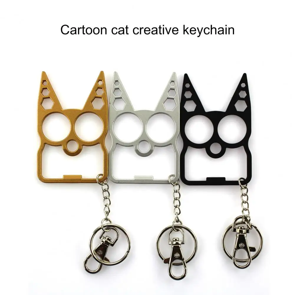 Play Cartoon Cat Face Shape Finger Tiger Opener Screwdriver Key Chain Multifunct - £22.91 GBP