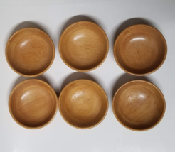 6 Wood Salad Bowls Light 6&quot; Individual Small Wood Brown Bowl Set - $16.83