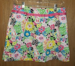 Bamboo Traders Pink Skort Skirt Size 6 Floral Parrot Colorful Ribbon Detail - £13.35 GBP