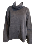 J.Crew Blue and White Herringbone Print Fleece Cowl Neck LS Top Size 3X - $710.18 MXN