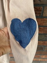 Asos Pullover Sweater Medium/8 Beige Crew Neck Blue Heart Elbow Patches ... - $14.25