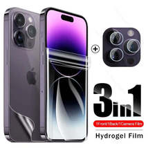3To1 Front Back Hydrogel Film for Iphone 14 Pro Max Screen Protector On Aifon Ap - £7.22 GBP+