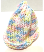 Vintage Handmade Crocheted Infant Preemie Knit Beanie Hat Pastels  - $12.60