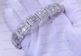 5.90CT Baguette Cut Simulated Diamond Women  Bracelet  Gold Plated 925 Silver - £205.10 GBP