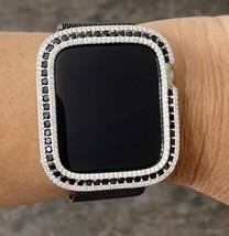 Bling Apple Watch Schwarz Zirkonia Silber Schutzhülle Blende 44 MM Serie... - $121.55